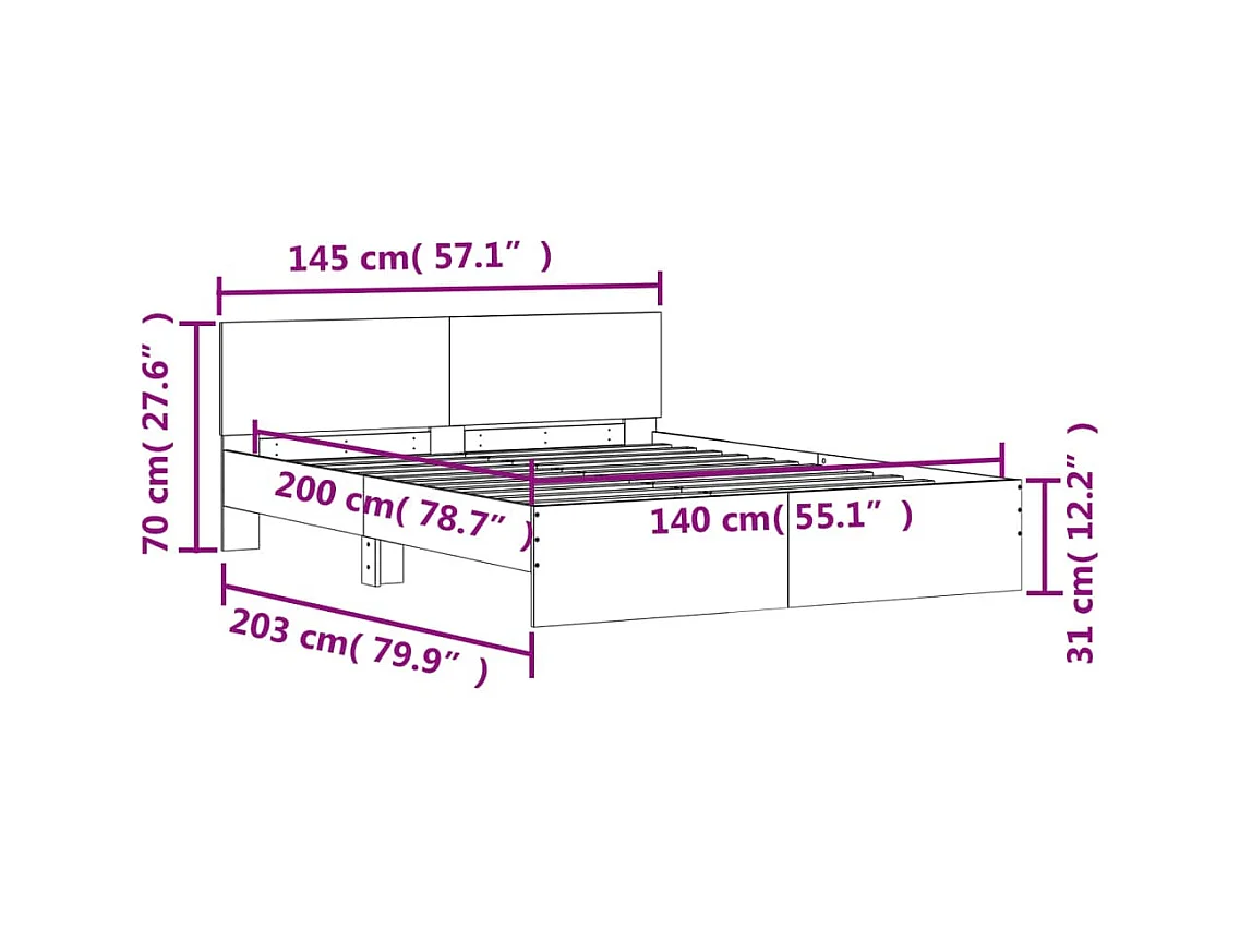 Bedframe zonder matras zwart 140x200 cm