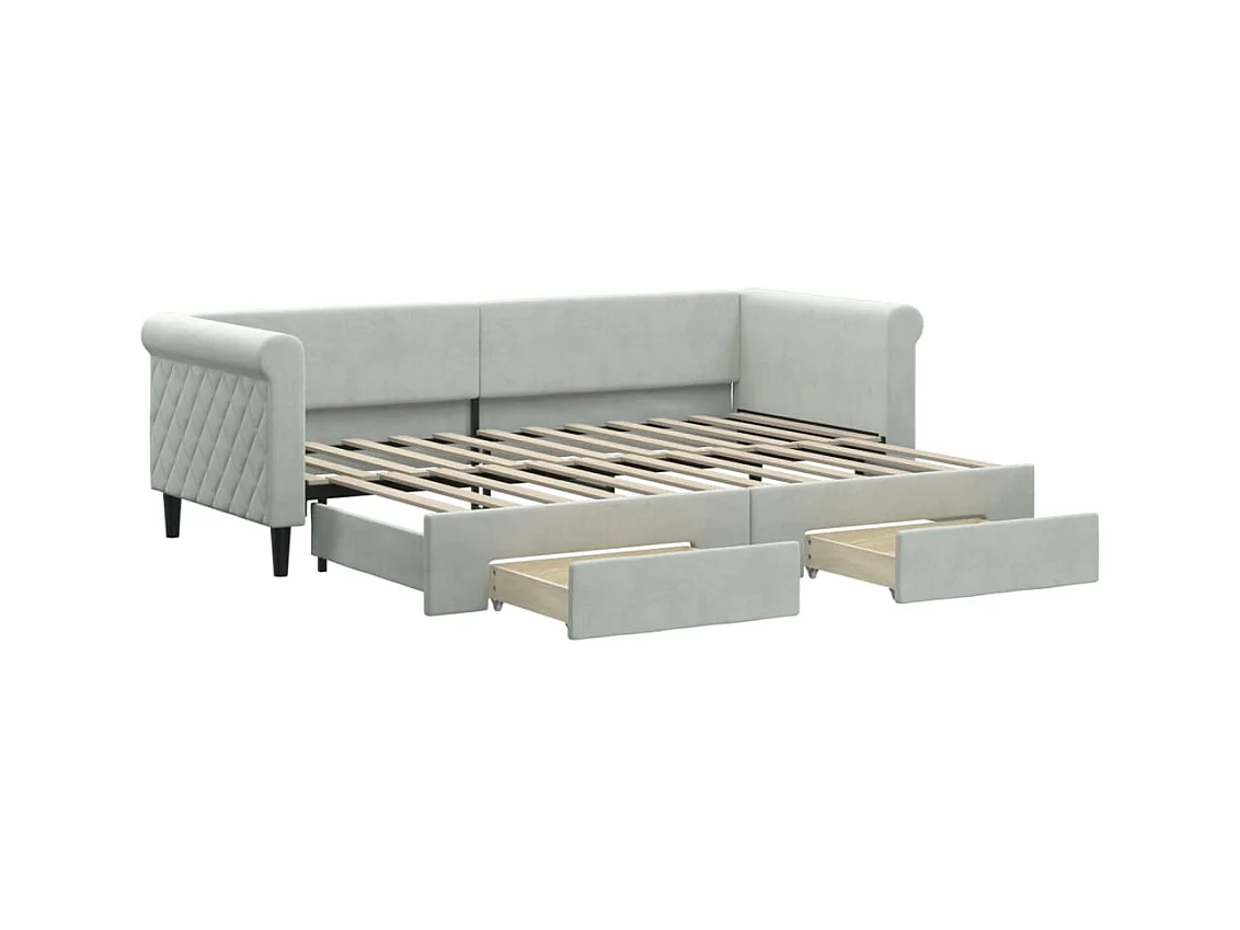 Lit de jour avec gigogne et tiroirs sans matelas 80x200 cm