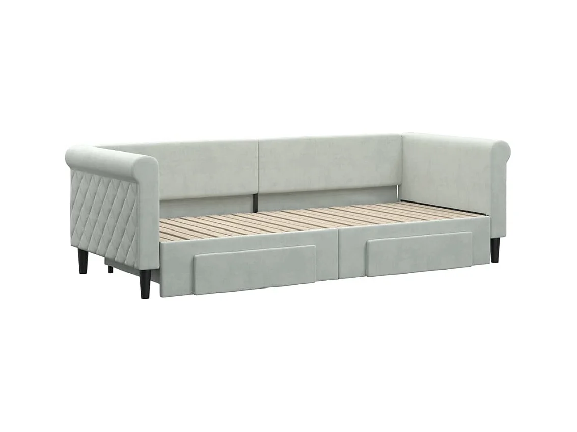 Lit de jour avec gigogne et tiroirs sans matelas 80x200 cm