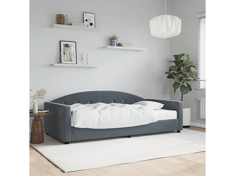 Divano letto con materasso in velluto grigio scuro 100x200 cm