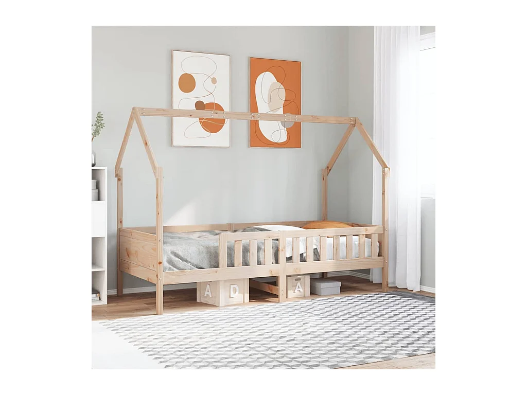 Kinderbedframe huisvorm zonder matras grenen