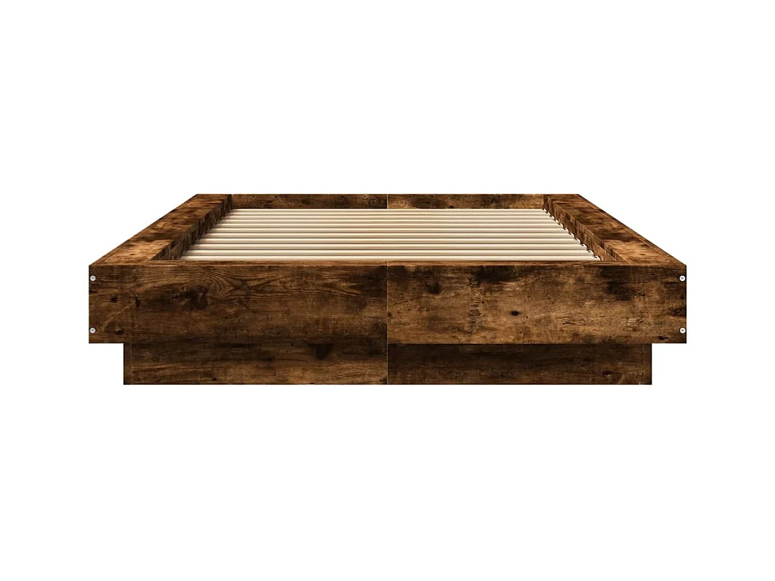 Bettgestell und LED-Beleuchtung ohne Matratze Eiche geräuchert 90x190 cm