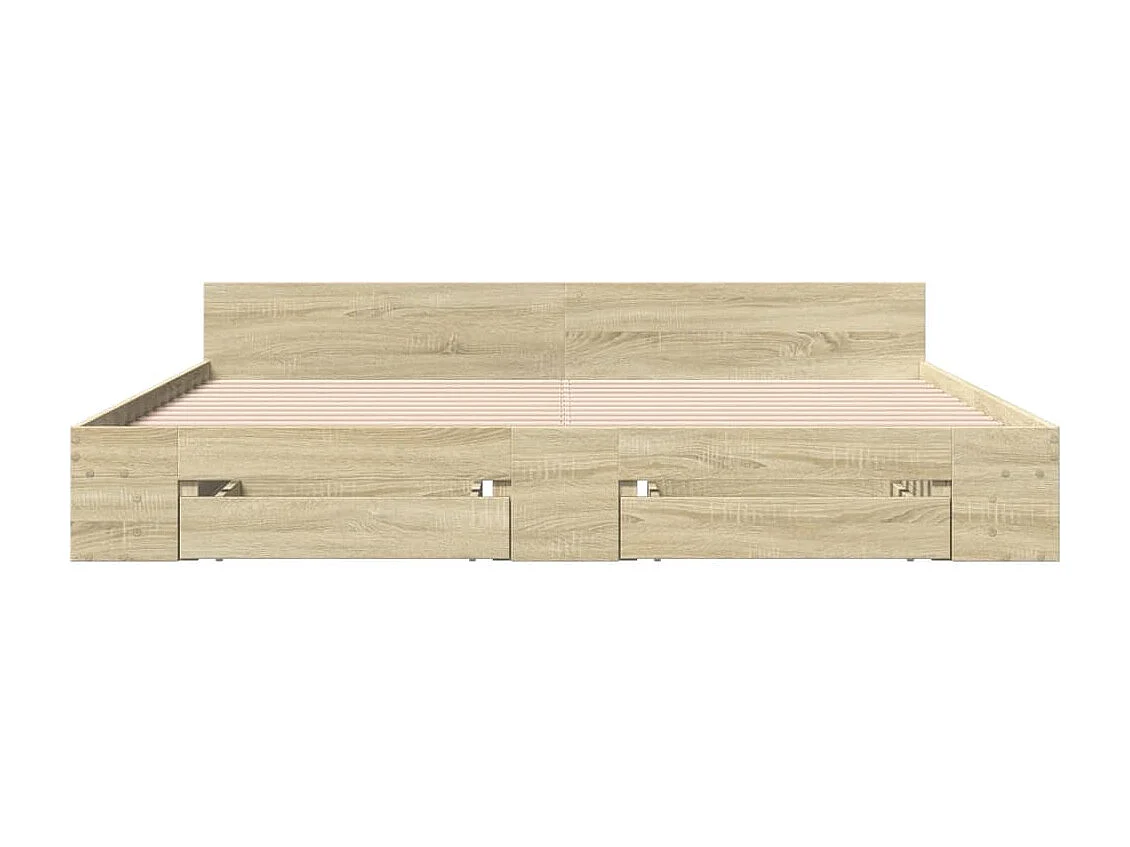 Estructura de cama con cajones sin colchón roble sonoma 200x200 cm