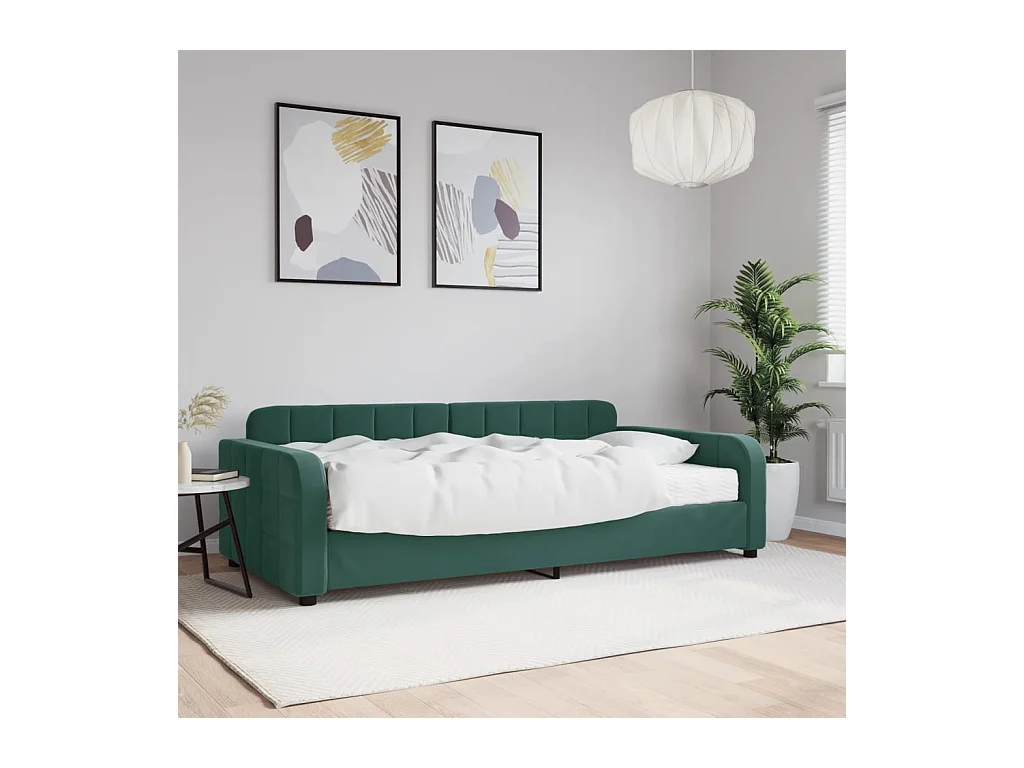 Dagbed met donkergroene matras 100x200 cm fluweel