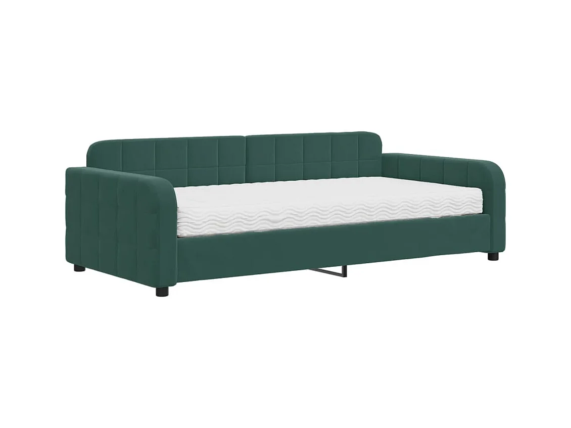 Lit de jour avec matelas vert foncé 100x200 cm velours