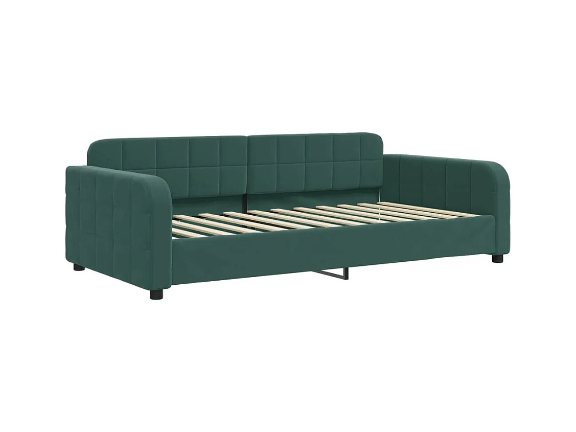 Lit de jour avec matelas vert foncé 100x200 cm velours
