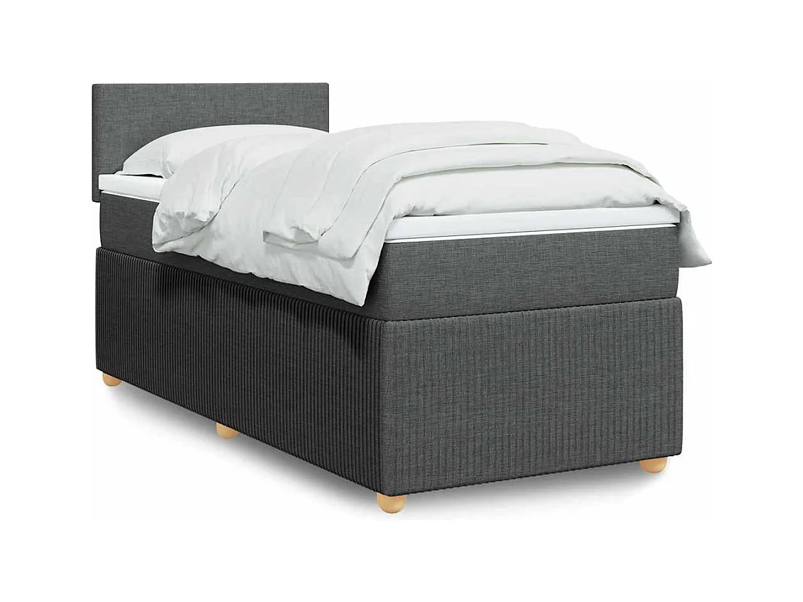 Rete a doghe con materasso Tessuto grigio scuro 90x200 cm