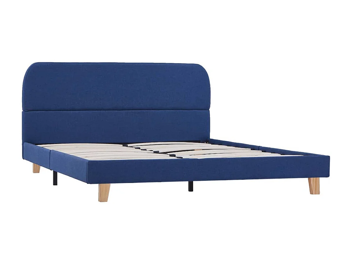 Cadre de lit sans matelas bleu tissu 140x200 cm
