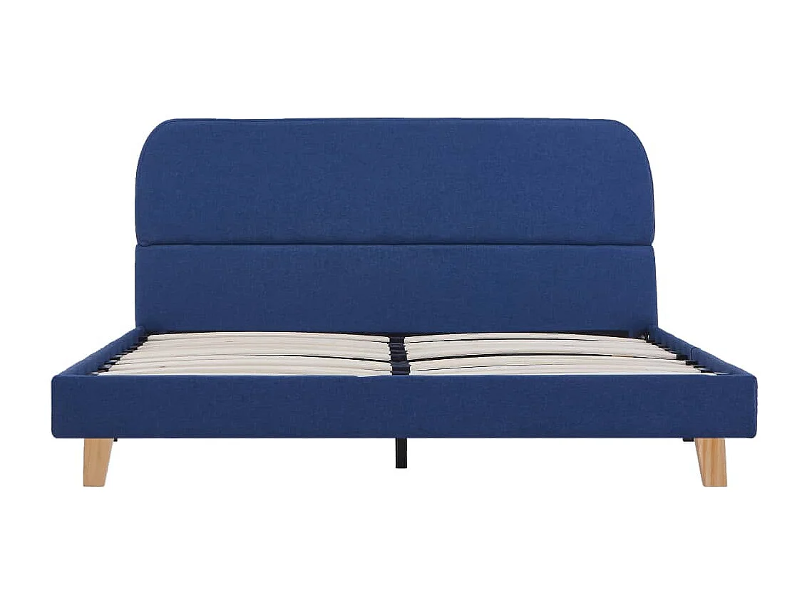 Cadre de lit sans matelas bleu tissu 140x200 cm