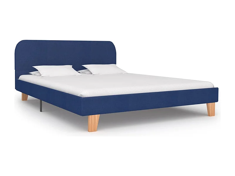 Cadre de lit sans matelas bleu tissu 140x200 cm