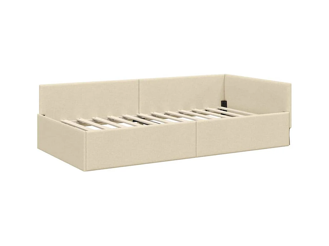 Hoekbedframe met hoofdbord Crème 90 x 200 cm