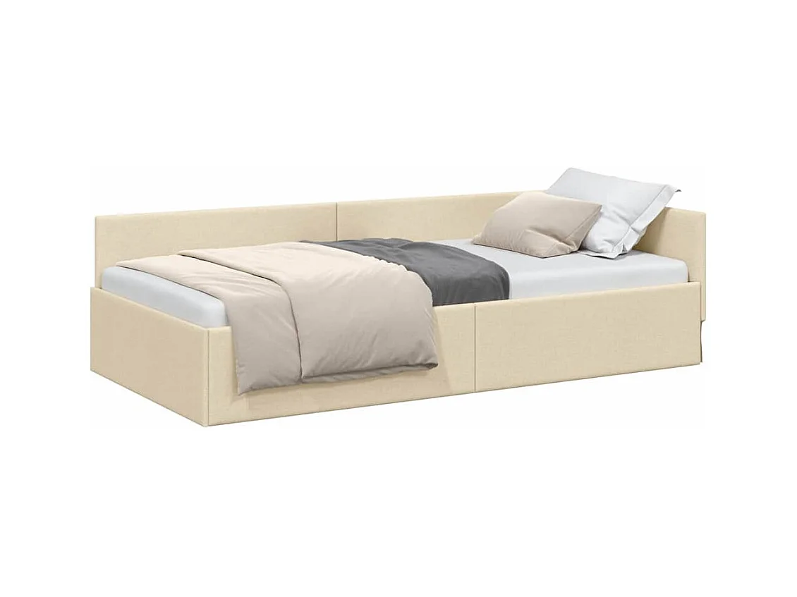 Hoekbedframe met hoofdbord Crème 90 x 200 cm