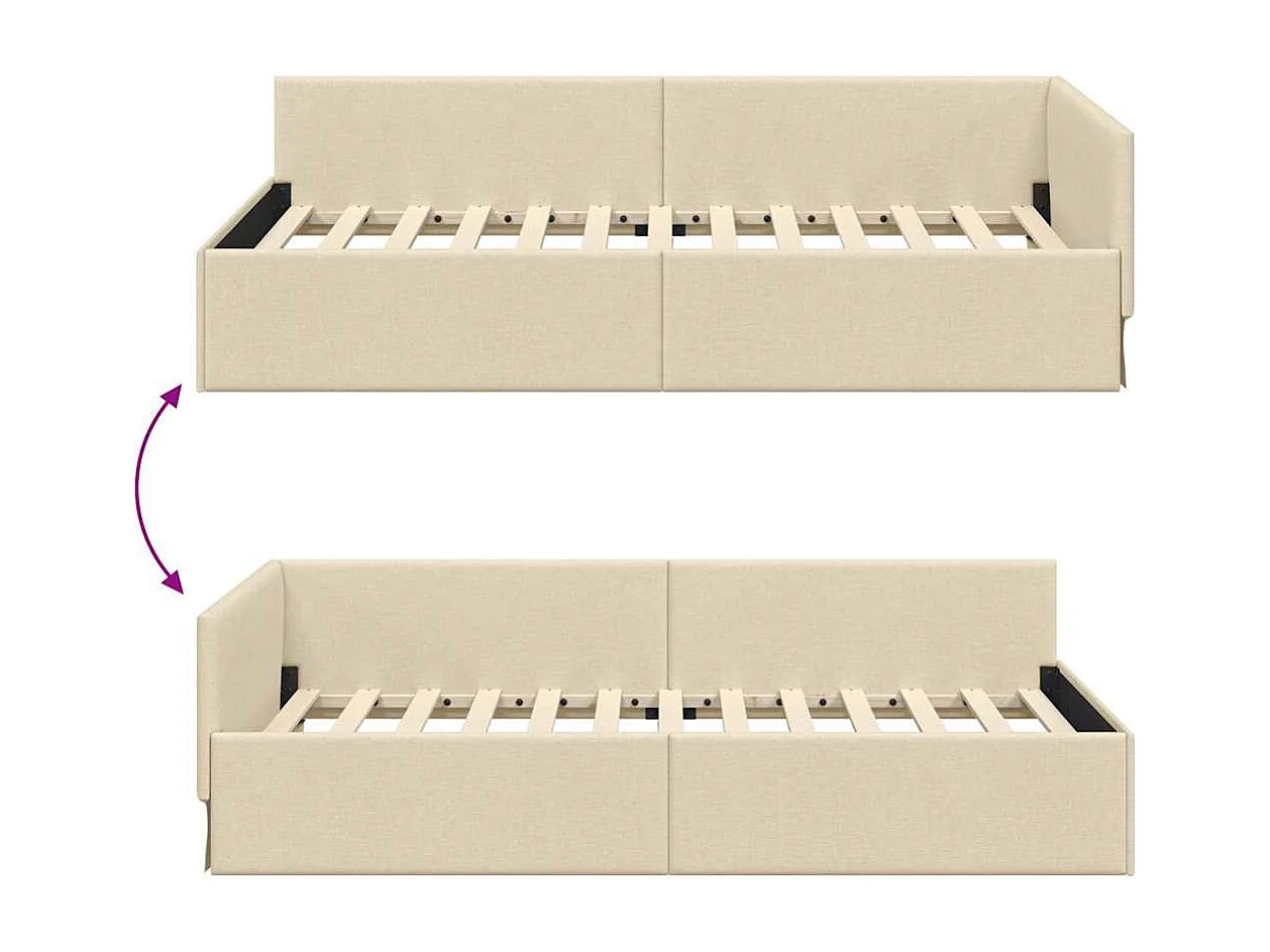 Hoekbedframe met hoofdbord Crème 90 x 200 cm