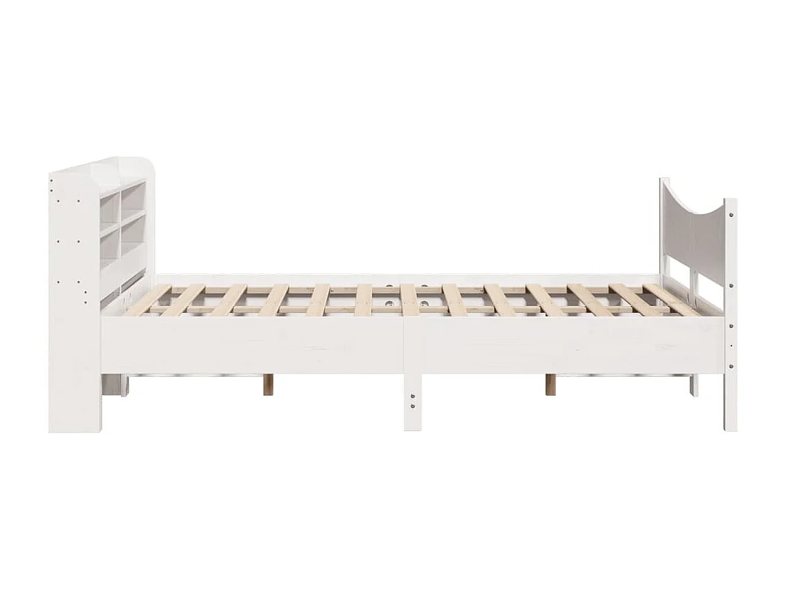 Bedframe met wit hoofdeinde 135x190 cm massief grenenhout