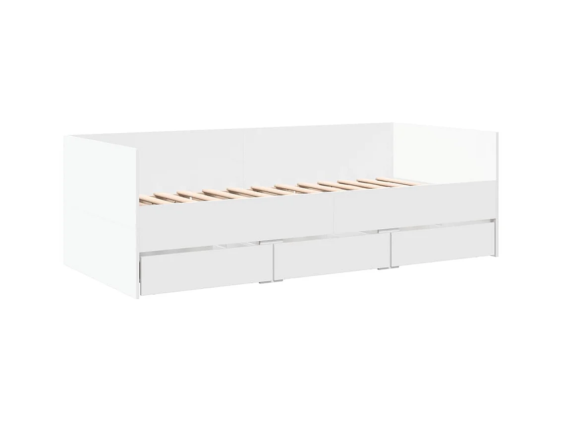 Divano letto con cassetti senza materasso bianco 90x200 cm