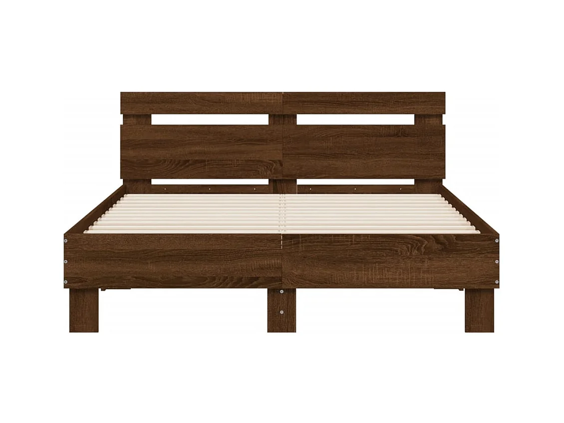 Bedframe met LED zonder matras bruin eiken 120x190 cm