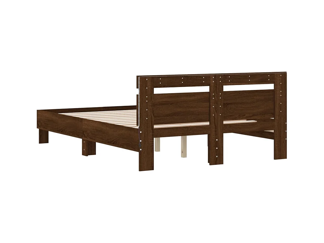 Bedframe met LED zonder matras bruin eiken 120x190 cm