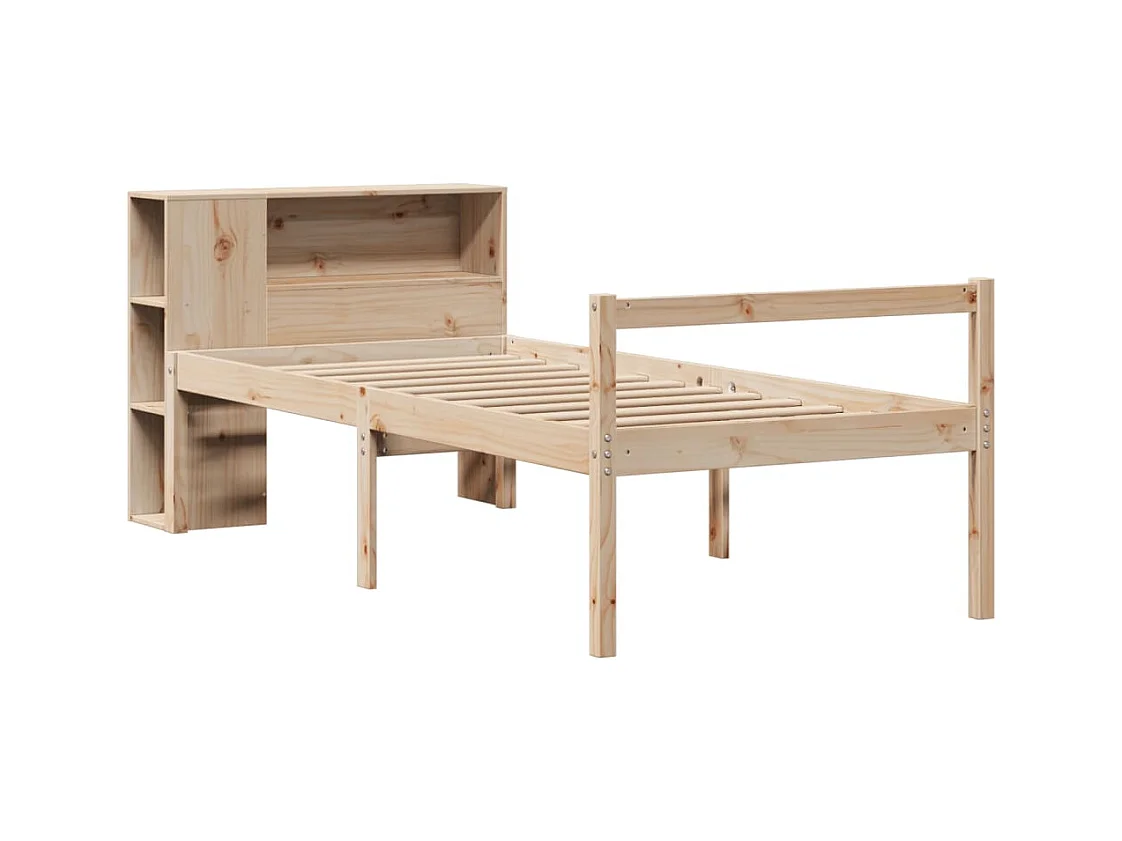 Lit bibliothèque sans matelas 100x200 cm bois massif de pin