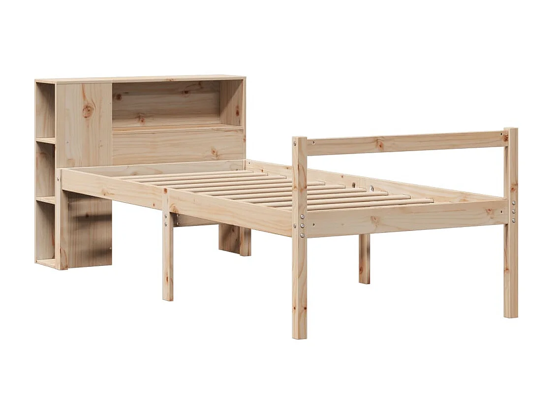 Letto a libreria senza materasso 100x200 cm in legno massello di pino
