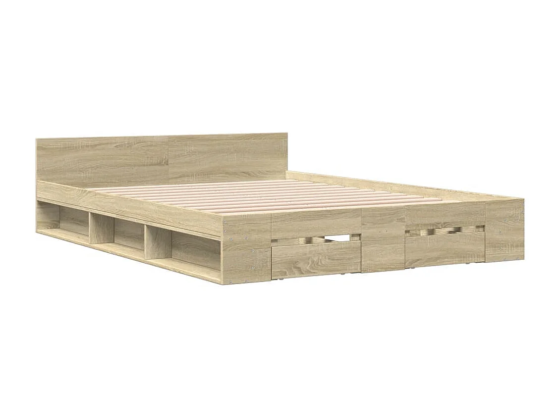 Struttura letto con cassetti senza materasso rovere sonoma 140x200 cm