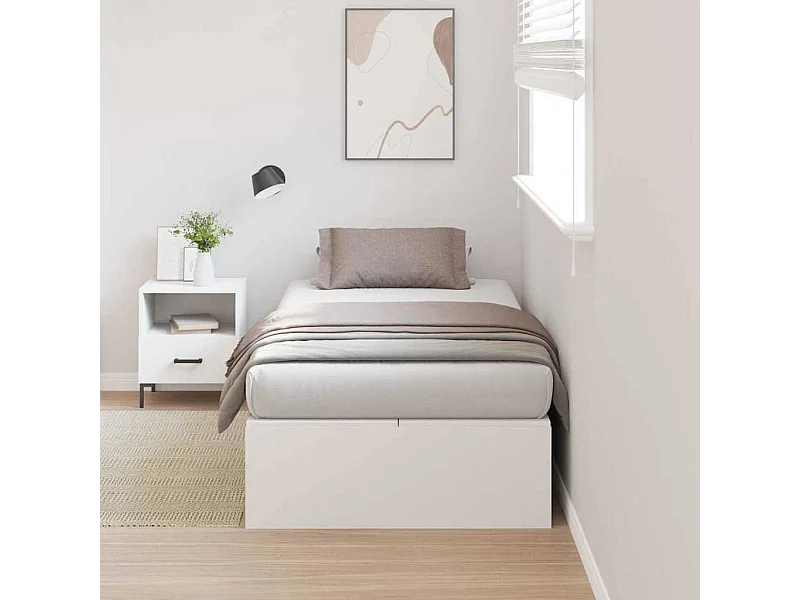 Bedframe met opbergruimte Wit 90 x 190 cm Bewerkt hout