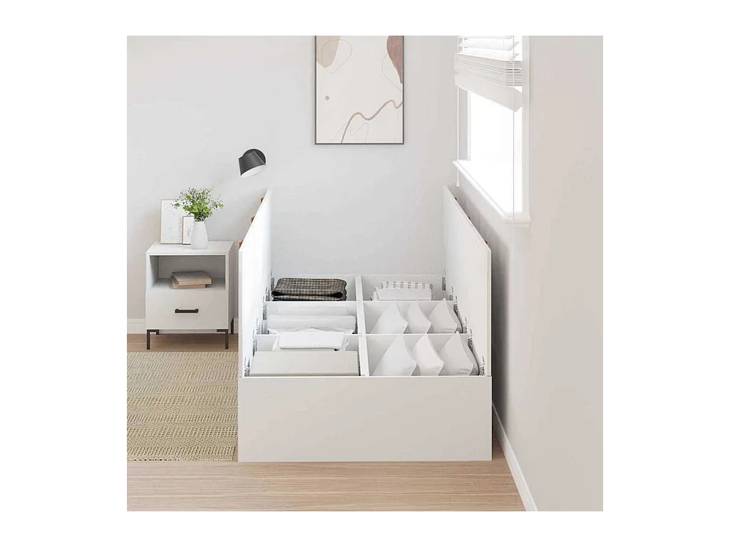 Bedframe met opbergruimte Wit 90 x 190 cm Bewerkt hout