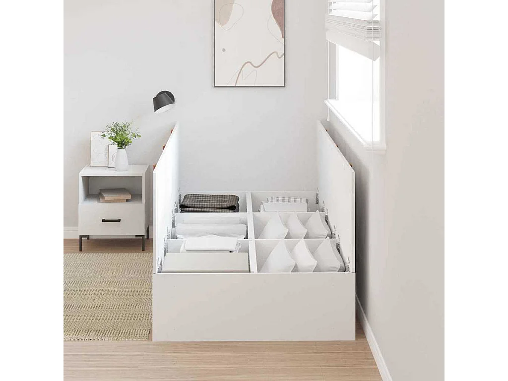 Estructura de cama con almacenaje Blanco 90 x 190 cm Madera de ingeniería