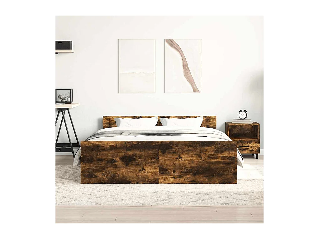 Struttura letto senza materasso rovere affumicato 120x200 cm