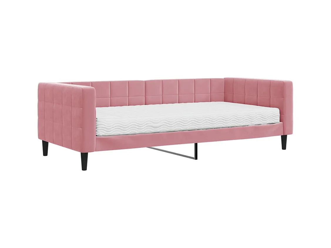 Divano letto con materasso rosa 90x200 cm in velluto
