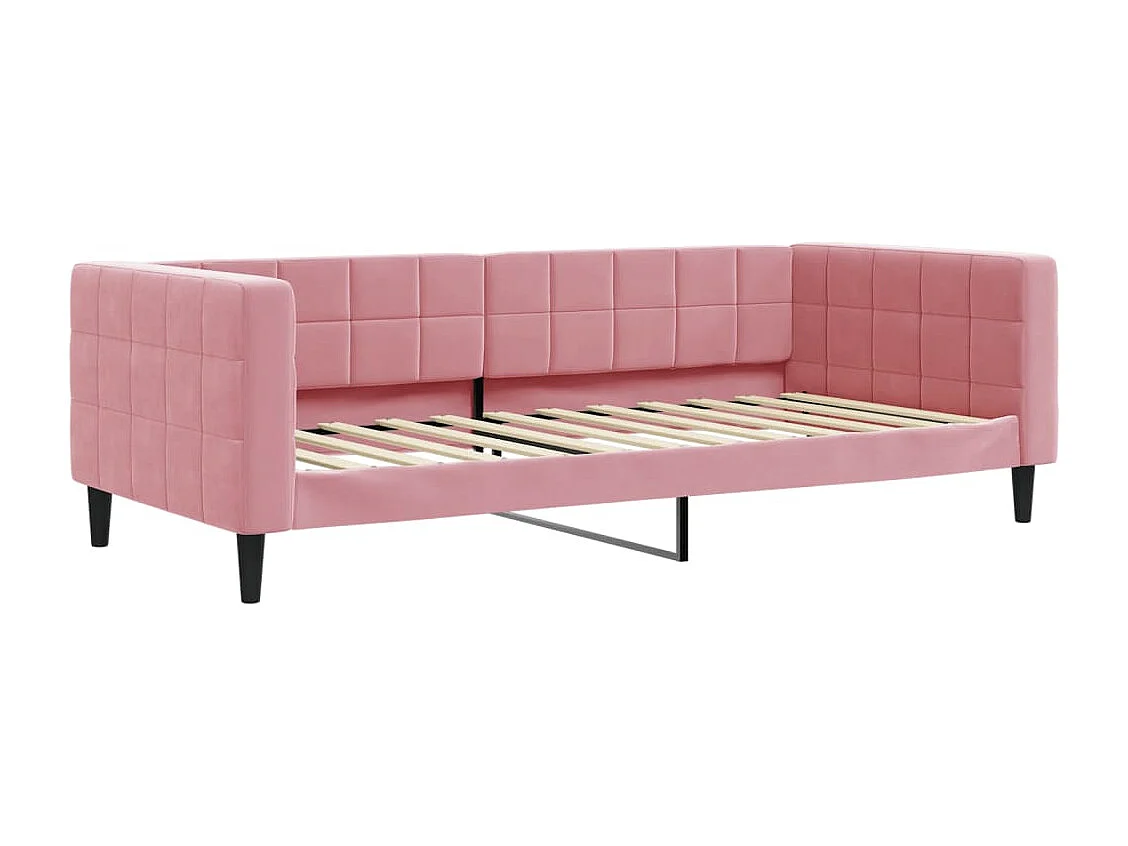Lit de jour avec matelas rose 90x200 cm velours