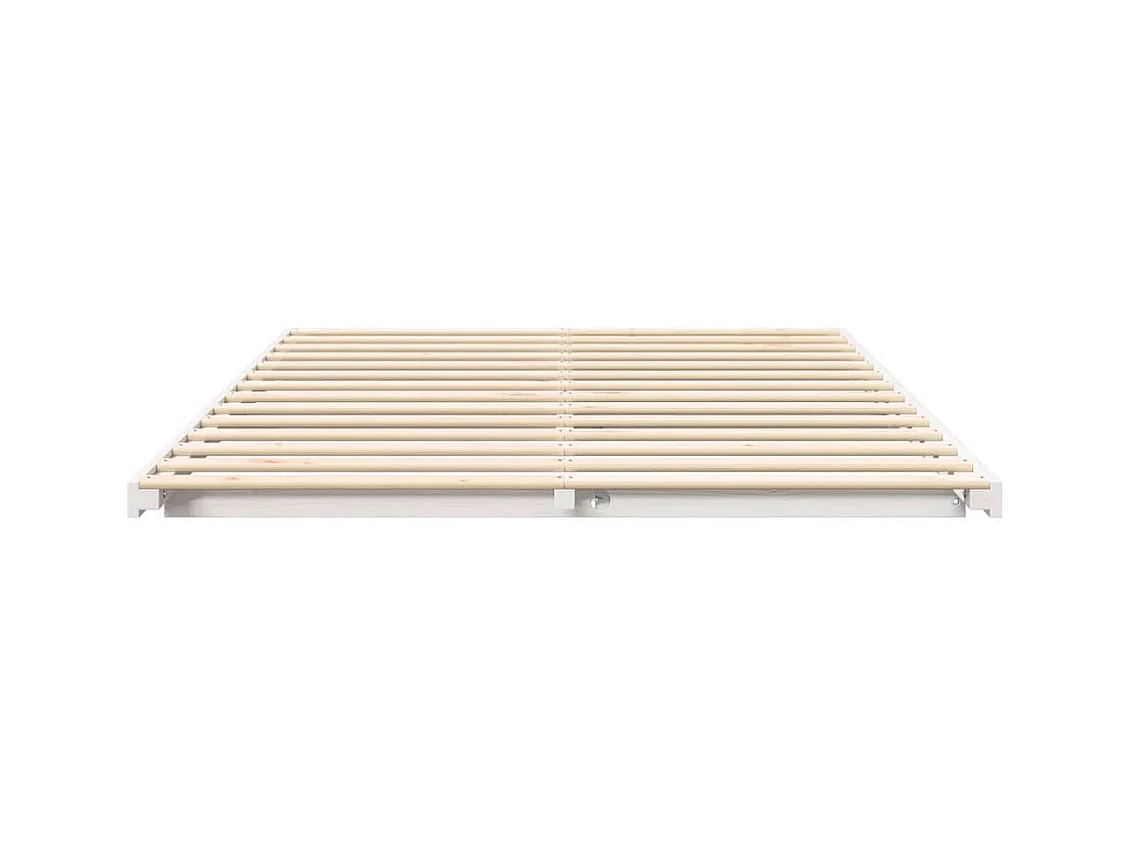 Verhoogd bedframe Wit 160 x 210 cm Massief grenenhout