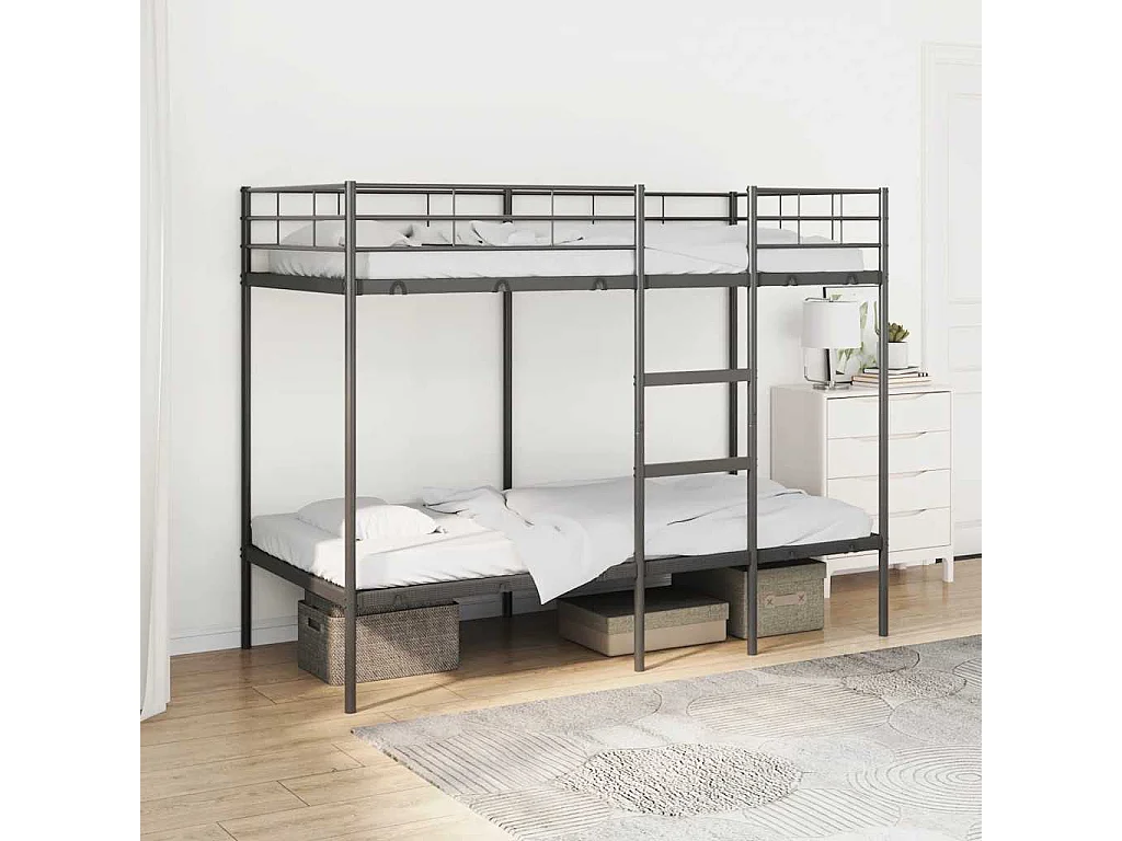 Stapelbed zonder matras zwart 90x190 cm staal