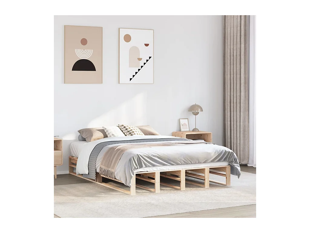 Estructura de cama sin colchón 150x200 cm madera maciza de pino