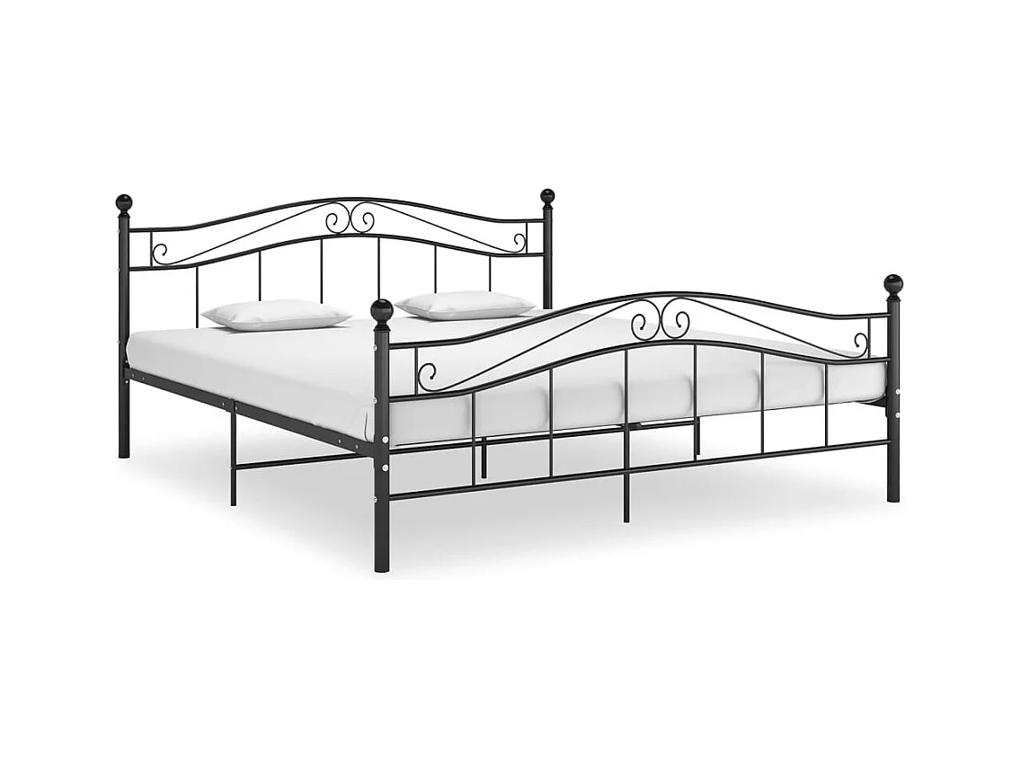 Cadre de lit sans matelas noir métal 140x200 cm