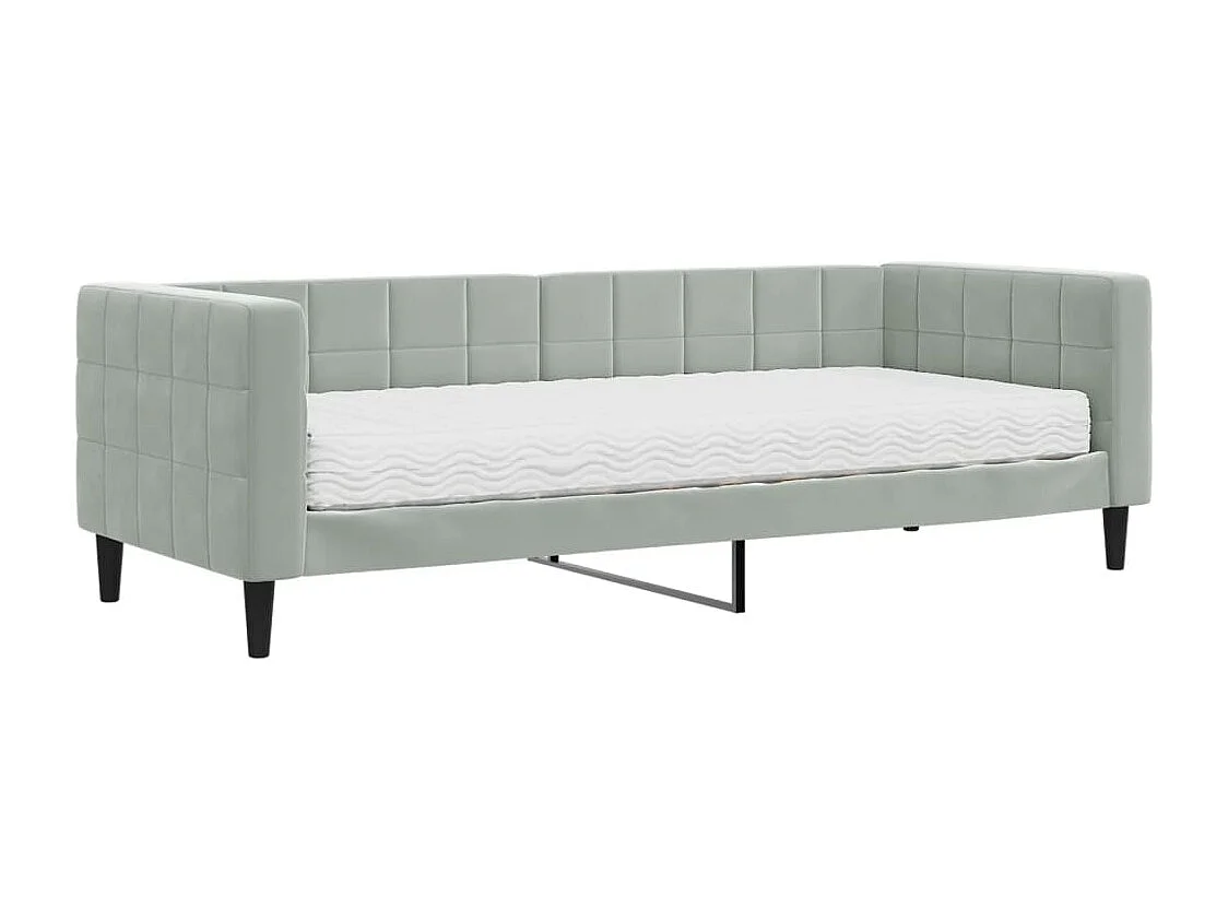 Lit de jour avec matelas gris clair 80x200 cm velours