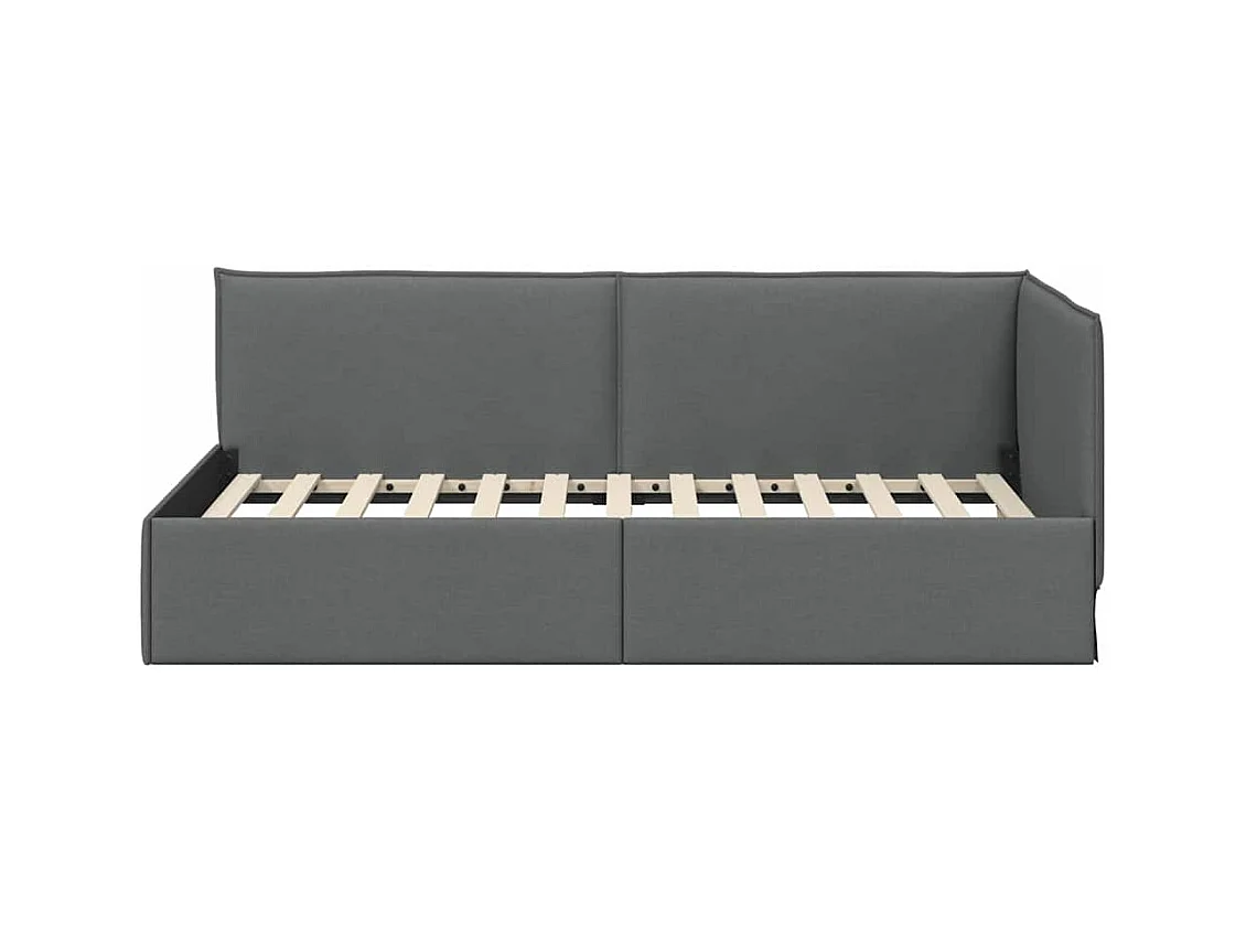 Donkergrijs hoekbedframe 80 x 200 cm stof