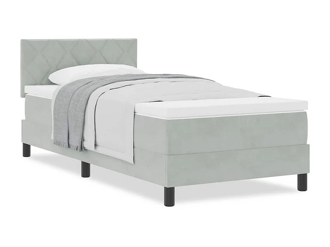 Letto a molle con materasso Tessuto grigio chiaro 90 x 190 cm