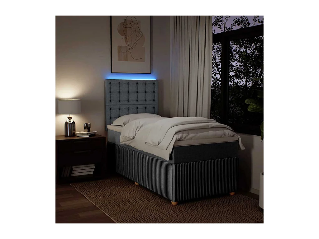 Sommier à lattes de lit avec matelas gris clair 80x200 cm tissu