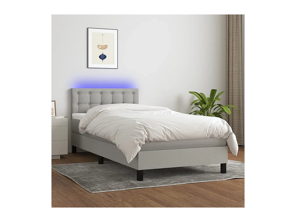 Somier de láminas con colchón y LED Gris claro 80x200cm