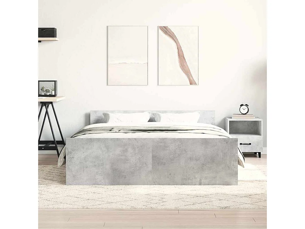 Estructura de cama gris hormigón sin colchón 150x200 cm