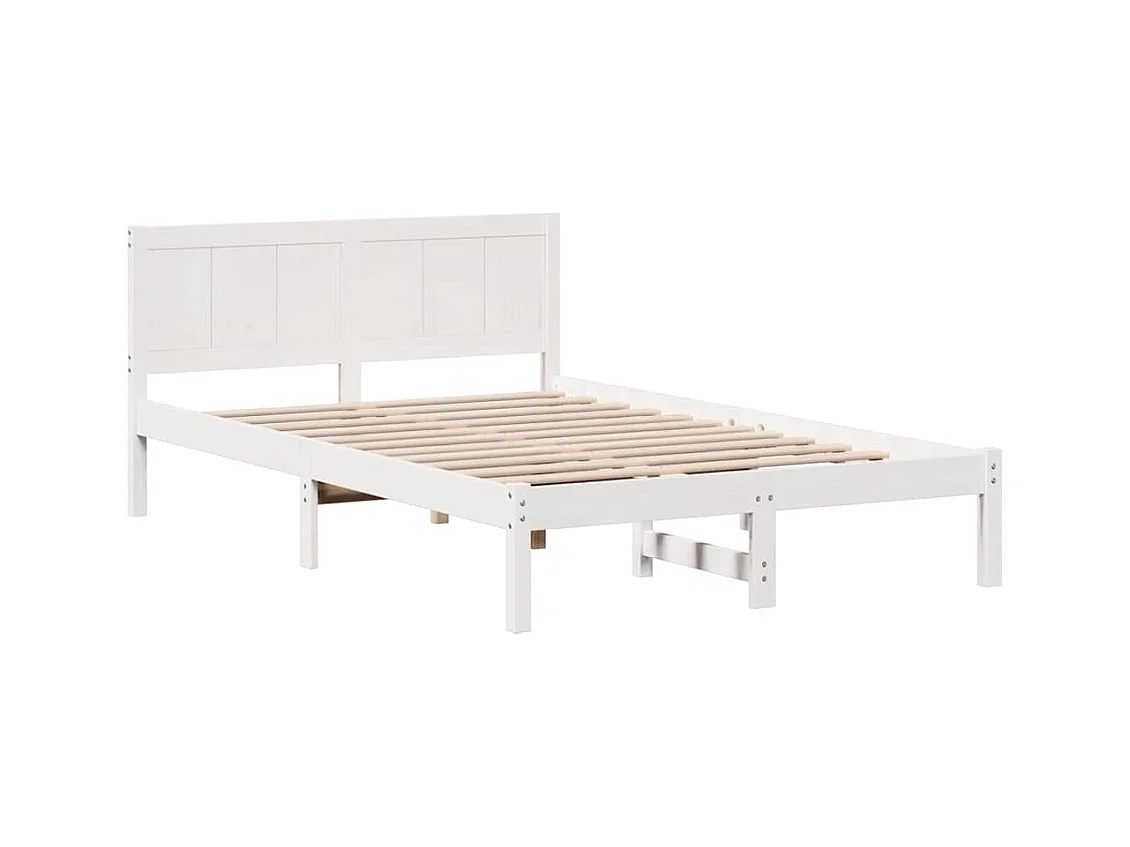 Struttura letto bianca 135 x 190 cm Legno massello di pino