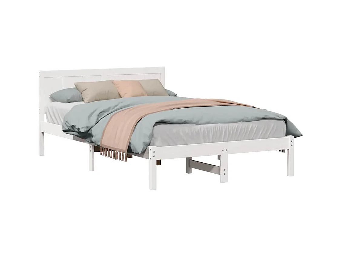 Struttura letto bianca 135 x 190 cm Legno massello di pino