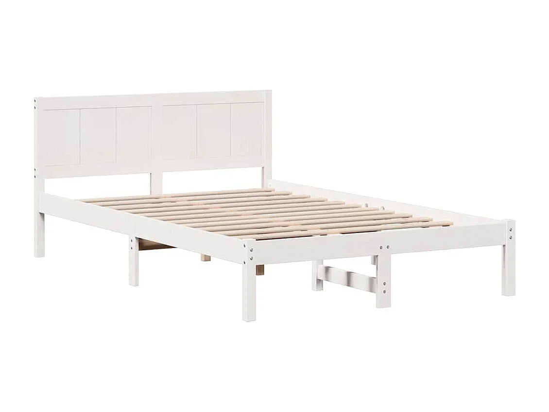 Cadre de lit Blanc 135 x 190 cm Bois de pin massif