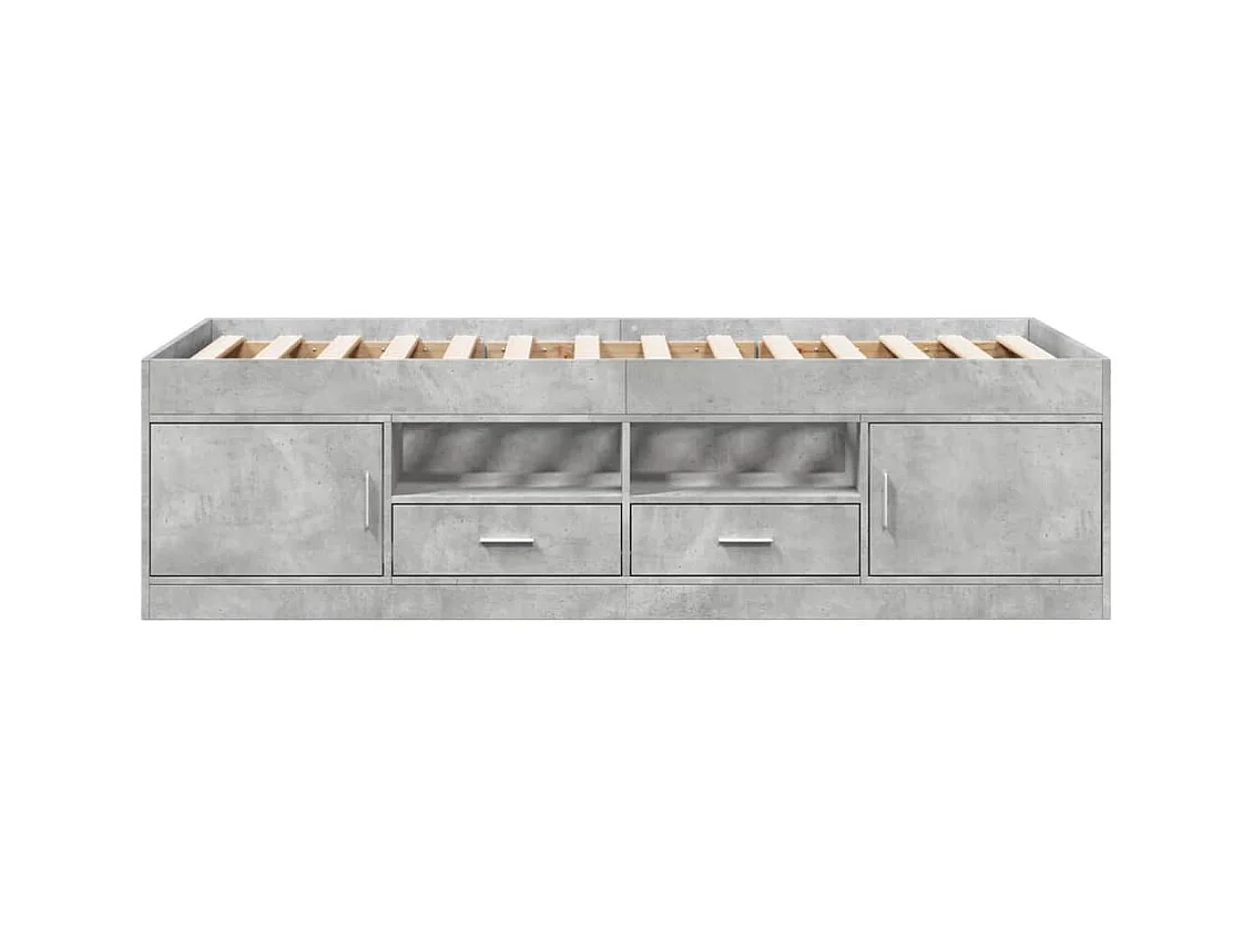 Divano letto con cassetti senza materasso grigio cemento 90x200 cm