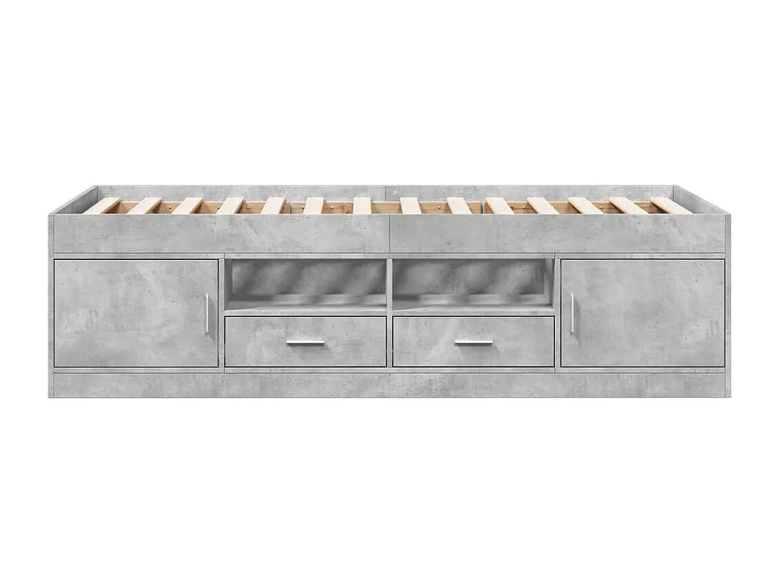 Lit de jour avec tiroirs sans matelas gris béton 90x200 cm