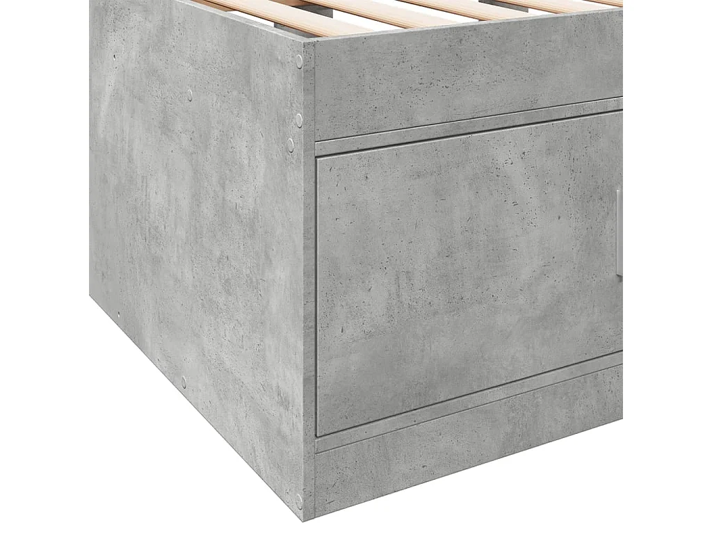 Lit de jour avec tiroirs sans matelas gris béton 90x200 cm