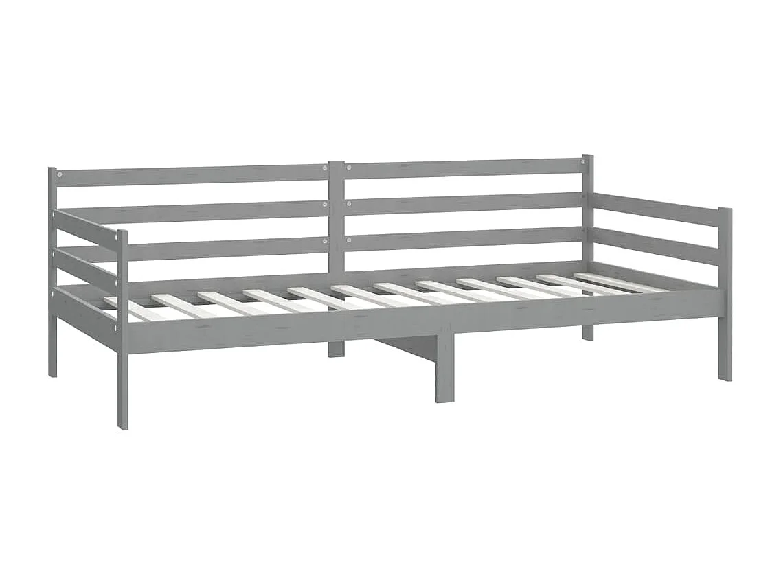 Divano letto con materasso 90x200 cm Grigio Legno massello di pino