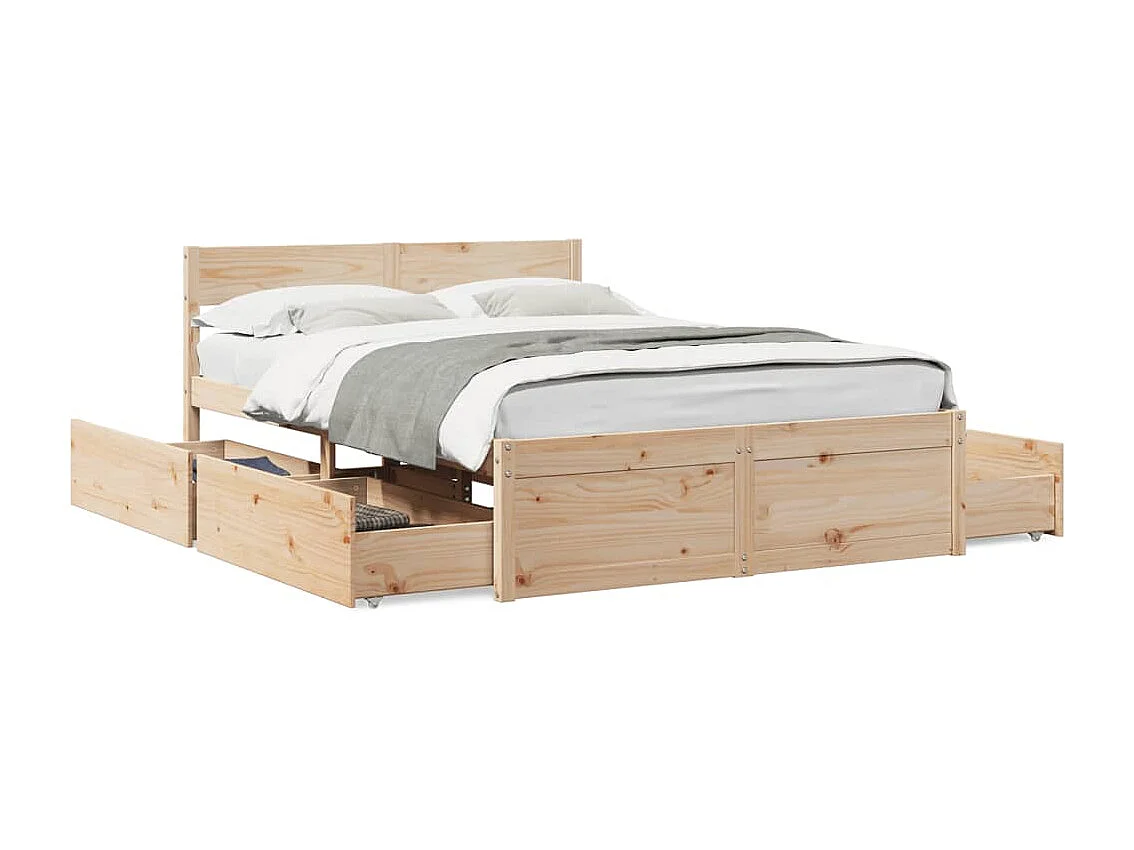 Struttura letto senza materasso 120x200 cm in legno massello di pino