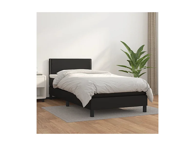 Rete a doghe con materasso Nero 90x200 cm Ecopelle