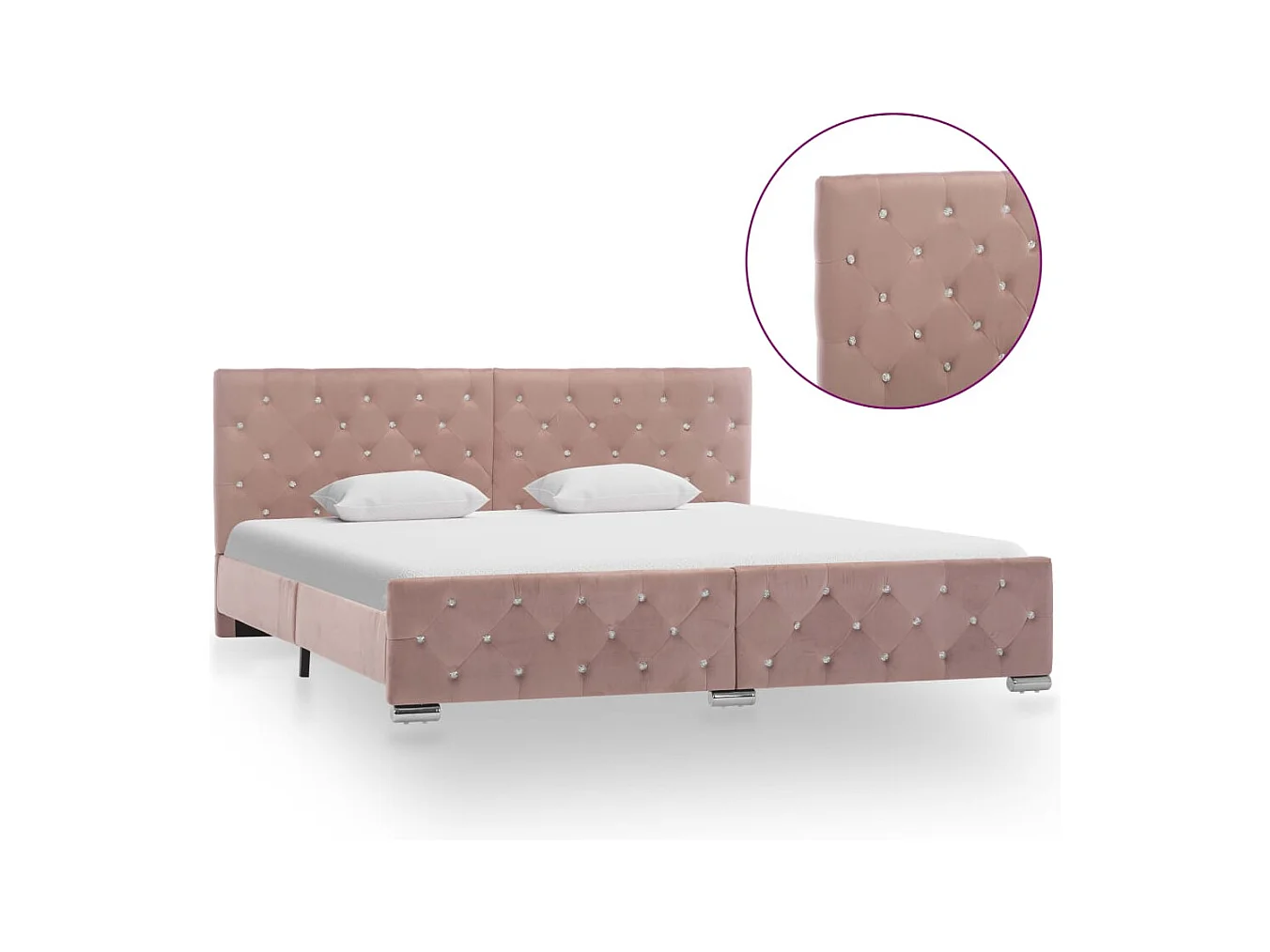 Cadre de lit sans matelas Rose Velours 180x200 cm